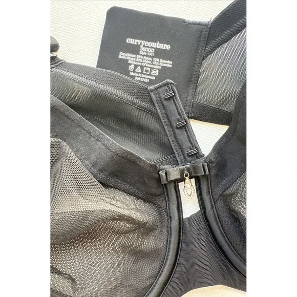 NWT Curvy Couture 36DDD Sheer Mesh Full Coverage Bra Black Sexy Support NEW - Picture 5 of 5